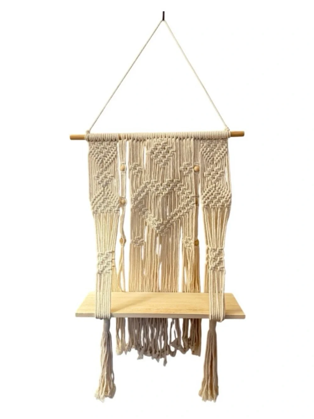 Macramé Wall Shelf in Natural Cream